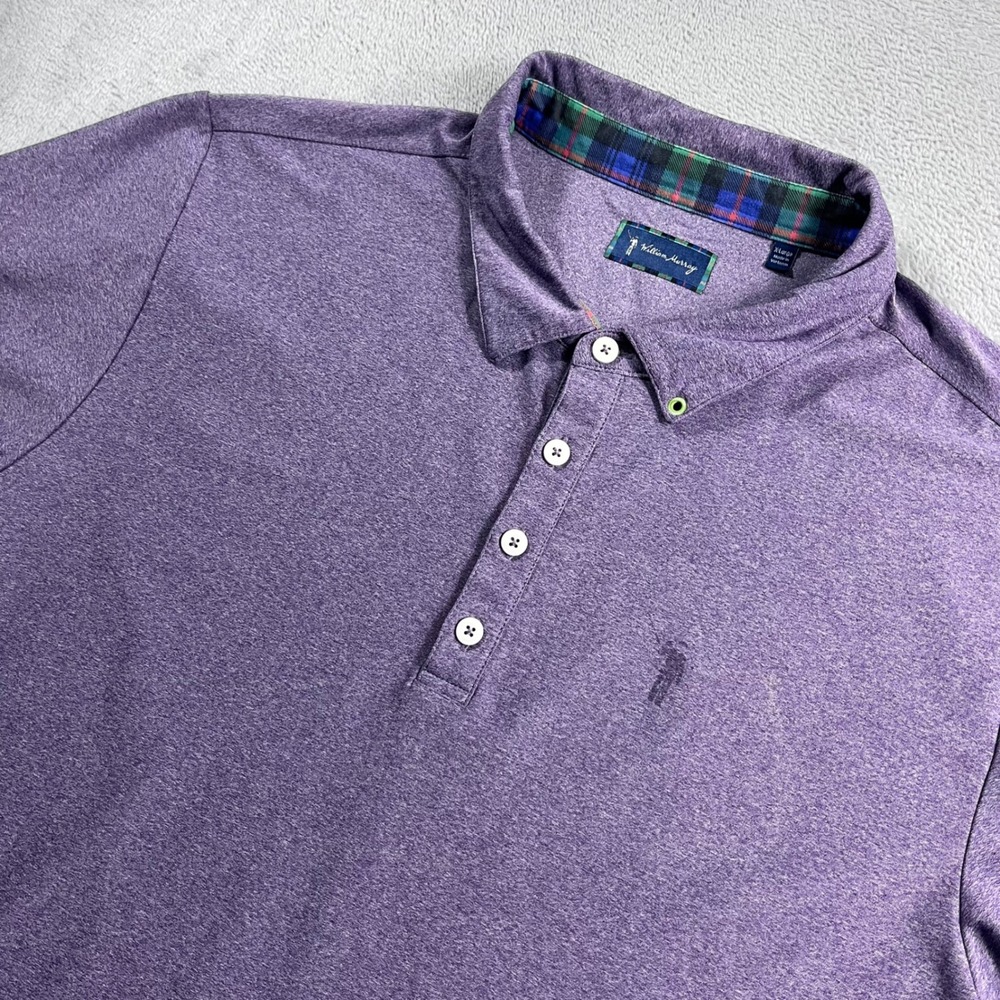 William Murray Golf Polo Mens XL Purple Heather Plaid Trim Performance Shirt